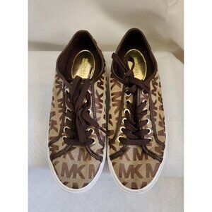 Michael Michael Kors Brown Monogram Textile Sneakers Tennis Shoes Women'…